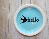 Hello Sign // French Country Blue // Animal Silhouette // Sparrow // Bird Decor // Modern Shabby Chic Welcome Sign // Wall Decor // Cottage