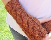 long super chunky wrist warmers arm warmers fingerless mittens gloves Autumn Spice cinnamon nutmeg