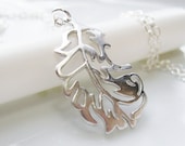 Feather Necklace, Sterling Silver, extra long pendant necklace - WOODLAND, everyday jewelry