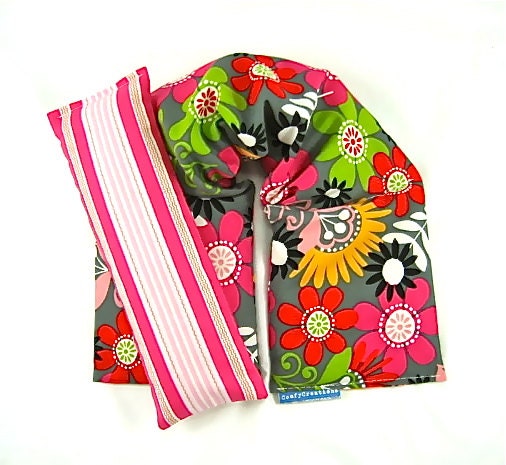 HERBAL PILLOWS: Neck Heat Wrap, Eye Pillow Set Hot Cold Therapy Organic,Heat Pack,Microwave Heat Pack,Heating Pad, Gift Idea Floral Pink Red