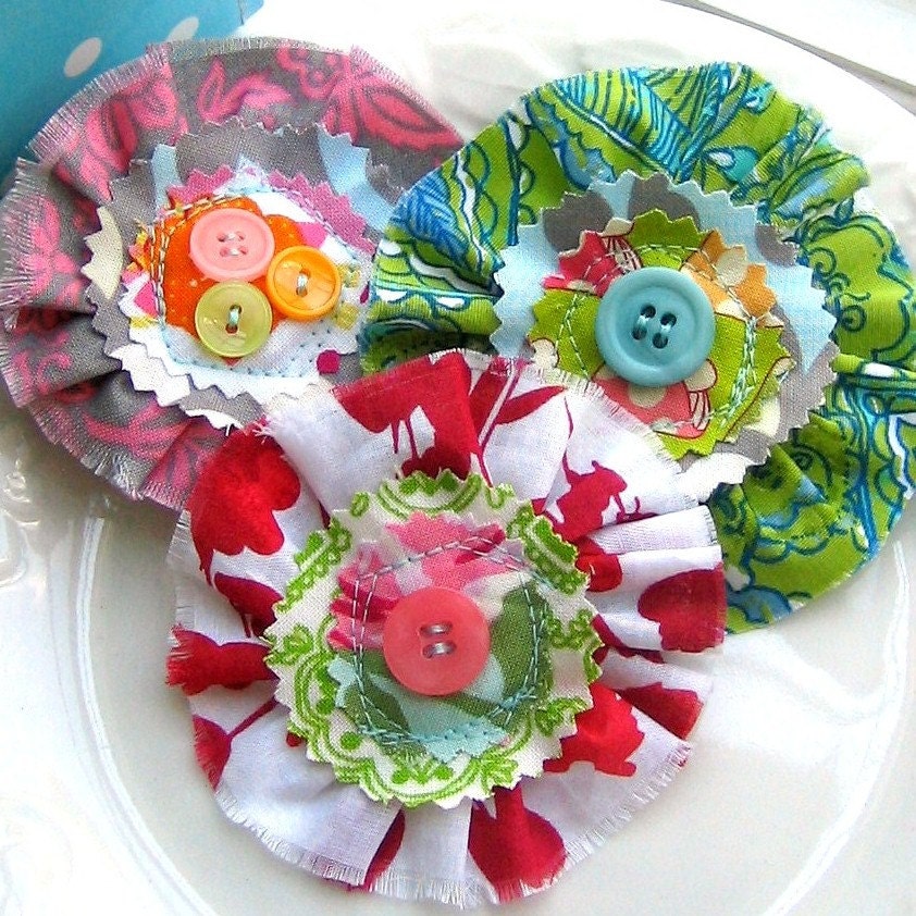 fabric flowers flower appliques scrapbook flowers by tracyBdesigns