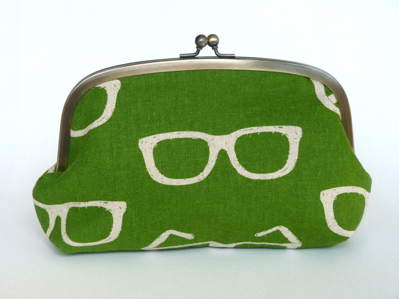 Green and Cream Ray Ban Spectacle Glasses Print Cosmetic Purse, Makeup Bag, Handbag Organizer