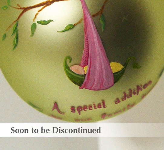 New Addition Peapod Ornament for Girl - Hand Painted and Personalized