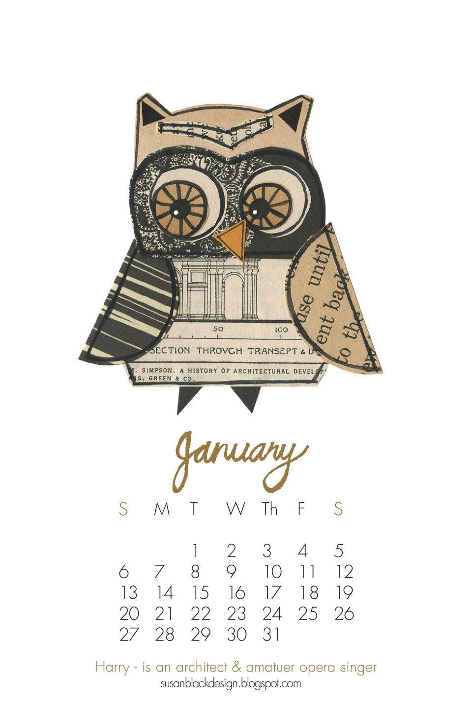 2013 CALENDAR - 6 x 9 Lil' Owls wall calendar