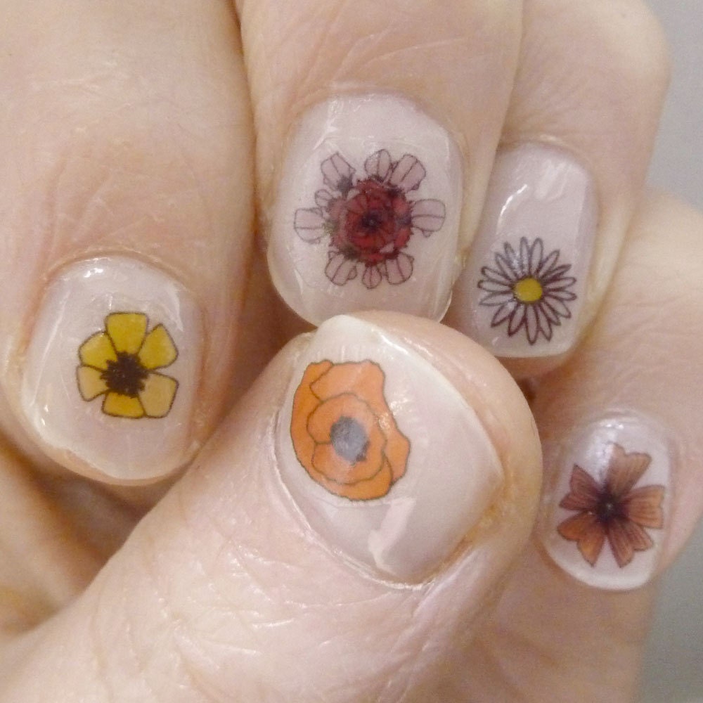 wild flower nail transfers