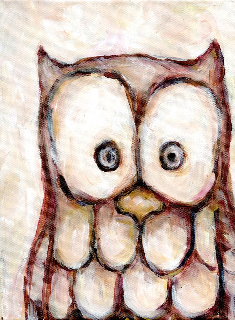 Bert the Owl -  8x10 Print - Owl Illustration