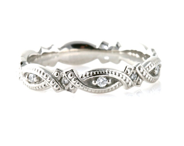 14K Diamond Eternity Band Wedding Ring Anniversary Band Stacking Ring White Yellow Rose Gold