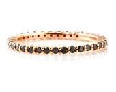 14K Rose Gold Black Diamond Eternity Band Anniversary Band Stackable Ring White Yellow Rose Gold