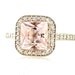 Platinum Princess Morganite Diamond Engagement Ring Morganite Ring Diamond Halo Custom Bridal Jewelry