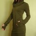 hooded tunic dress extra long sleeves w/thumb holes OLIVE GREEN