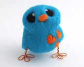 Needlefelted Blue Bird Turquoise and Orange Love Bird
