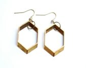 Geometric Minimalist Brass Earrings - Antiqued Brass