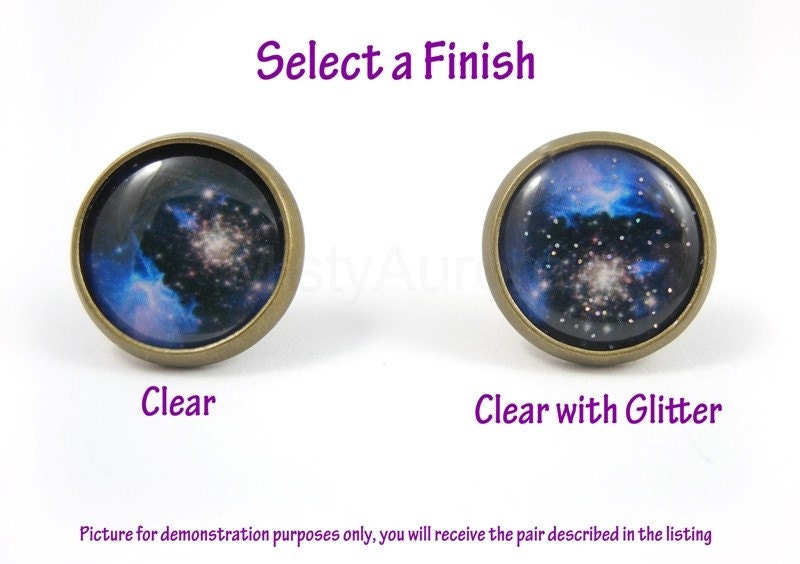 Galaxy Stud Earrings - Purple Blue Galaxy Earrings - Galaxy Jewelry - Nebula Post Earrings - Space Jewelry