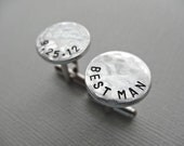 Best Man Cuff links - Personalized Aluminum Cufflinks - Hammered Weathered Texture