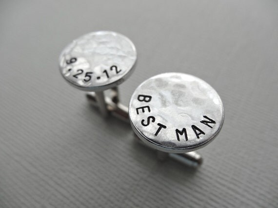 Best Man Cufflinks Personalized Aluminum by TesoroJewelry on Etsy