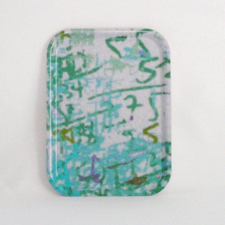 wooden tv Tray - melamine plate - small rectangular aqua color - kitchen decor - spring sale