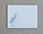 Letterpress Great Blue Heron bird card set and envelopes