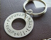 Personalized Washer Keychain - Personalized Hand Stamped Sterling Silver Key Chain - Perfect Gift for Father's day