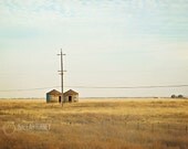 Old Granary Buildings in Field - Landscape Photo - 8x12 California country farm print - living room or loft wall art