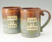Wedding Mugs for the Bride and Groom, Love Mug Coffee Mug Pair, Tricolor Dimensions, Personalized to Order