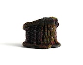 Scarflette Knitted in Ochre, Burgundy and Gray Pure Wool
