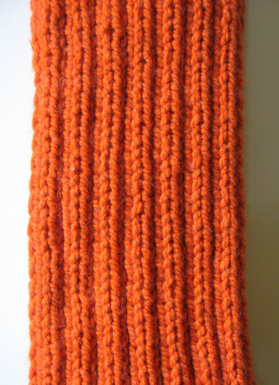 Chunky Orange Scarf Hand Knitted