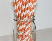 Orange and White Striped Paper Straws - Orange or choose any color combination Il_170x135