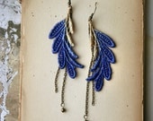 lace earrings - ELSA- cobalt and metallic ombre