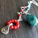 Turquoise and Red coral sterling silver lariat necklace fair trade silver - True Love