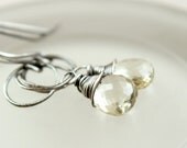 Yellow  Gemstone Earrings - Scapolite -    Oxidized  - Sterling Silver -  Handmade Earrings  -  Gemstone Jewelry -    Wire Jewelry