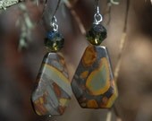 Crazy Horse Jasper Earrings, earthy, rustic, forest, woodland, neutral, brown, green