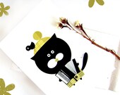 Cat print, digital illustration, Music print