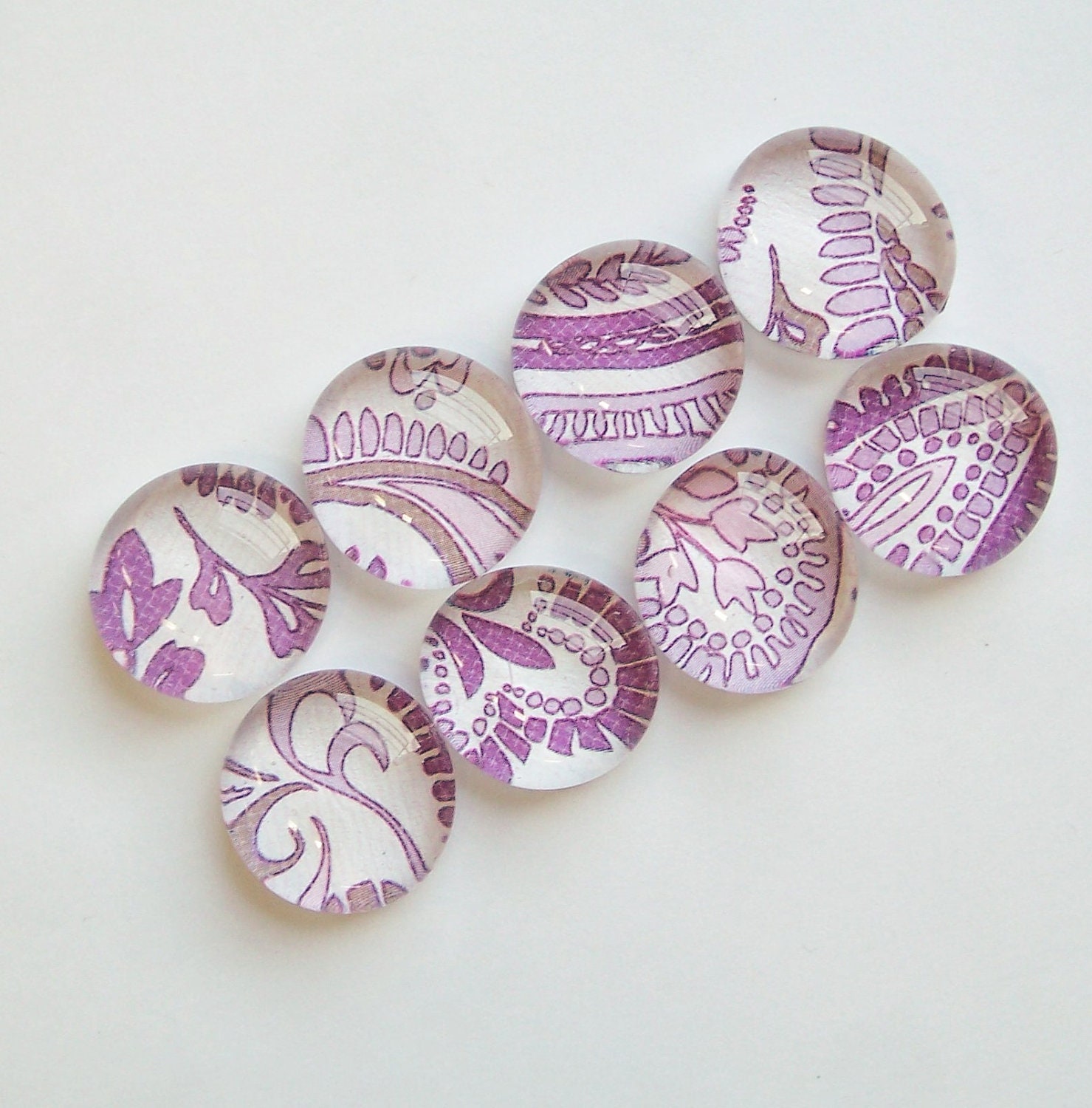 NEW- Purple Paisley - set of 8 glass magnets