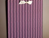 Bulletin Board (20x20) in Purple and Green Vine Fabric