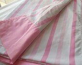 Vintage 1980s Pink Striped Sheet Twin Size Flat 66 x 96 inches