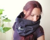 gray plaid cowl double wool patchwork