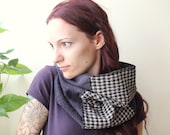 gray wool cowl with plaid fall fashion