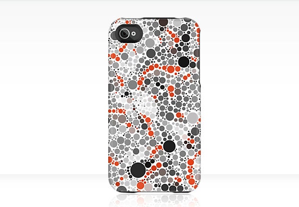 iPhone or iPod Case VOLCANO DOTS Uncommon Slider Case polkadots spots gray black red iPhone 5 4s 3GS iPod - beththompsonart