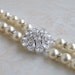 15% Off Sale Bridal Bracelet Ivory Swarovski Pearl Cubic Zirconia Sterling Silver Brooch Bracelet - Bianca B43 Wedding Jewelry