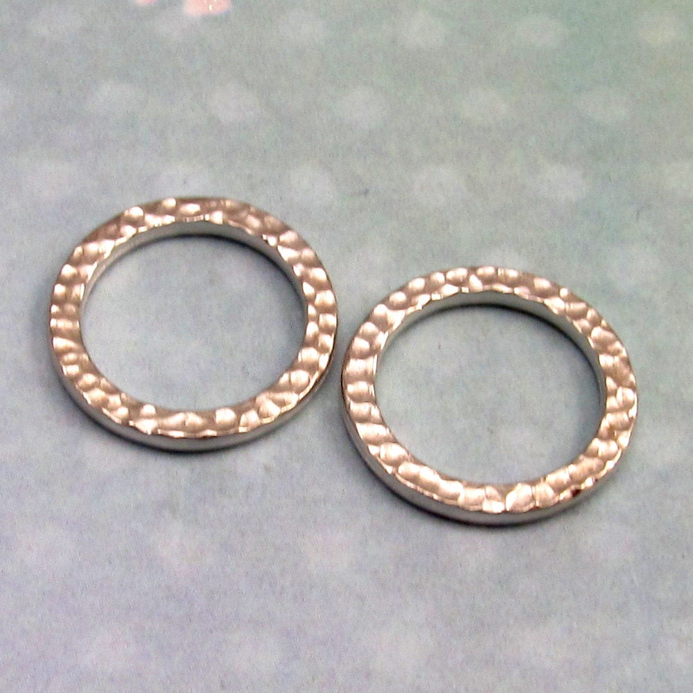 TierraCast Hammertone Large Round Link, Rhodium 2-Pc. TR5
