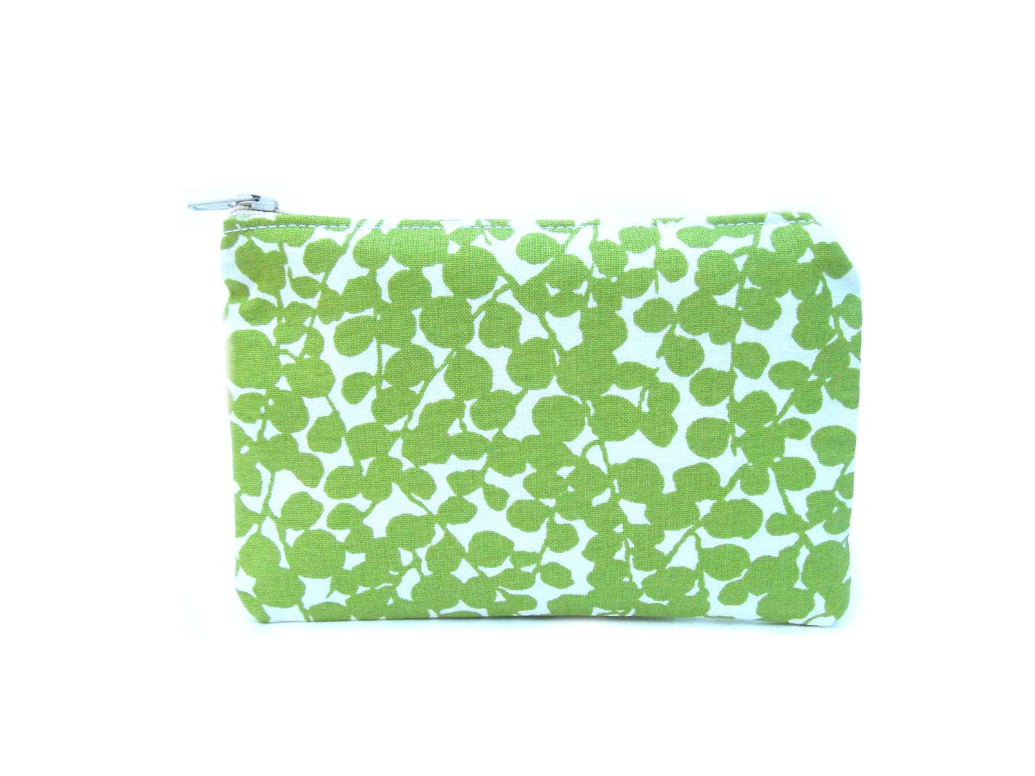 Mini ZIpper Pouch / Pretty Camera Bag in Green Leaves