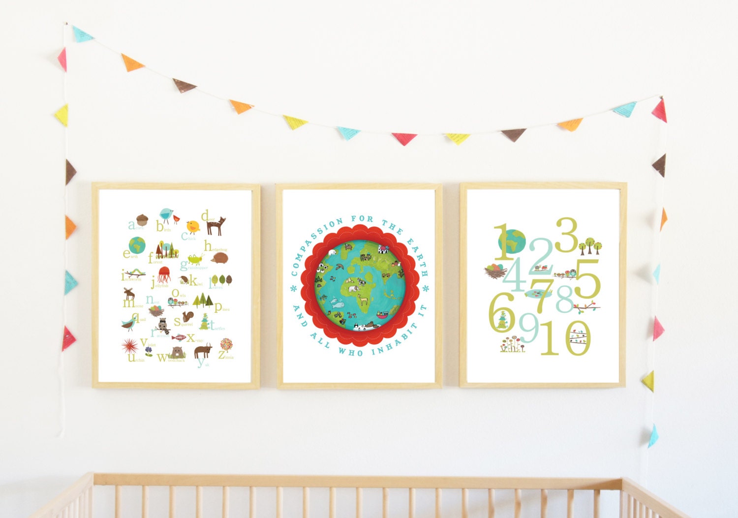 Our Earth Collection of 3 11x14 Childrens Wall Art prints