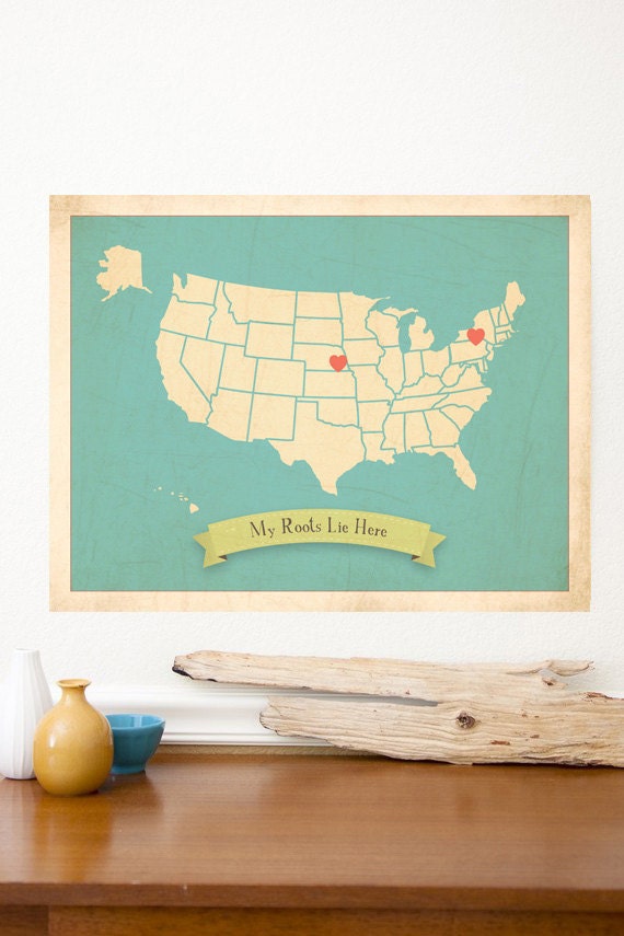 Choose Your Country Personalized Vintage Map Wall Art 11x14