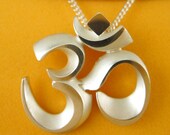 Silver OM Aum Necklace, Faceted AUM Pendant with Chain - OM Adornment Collection