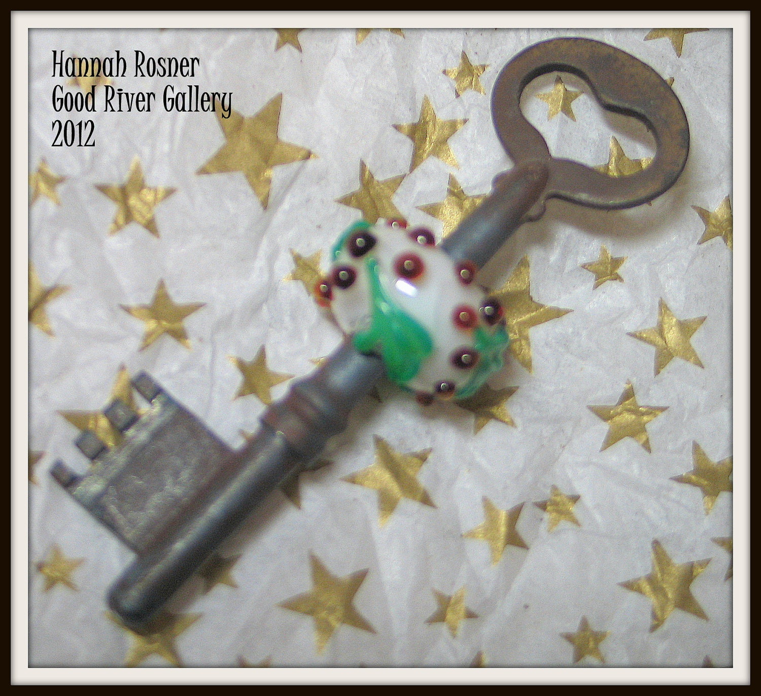 Silver Blue Lampwork Glass Bead