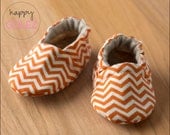 Itty Bitty Orange Chevron Baby Booties - you pick the size