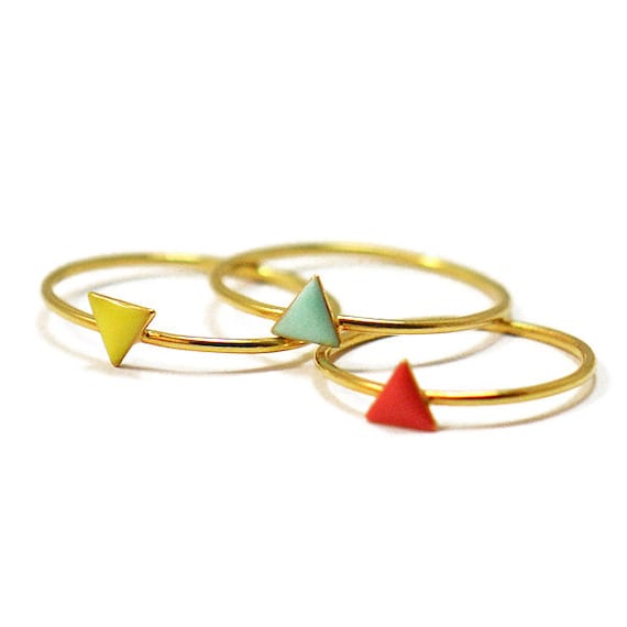1 Tiny triangle ring- dainty ring- stackable ring- mini geometric ring