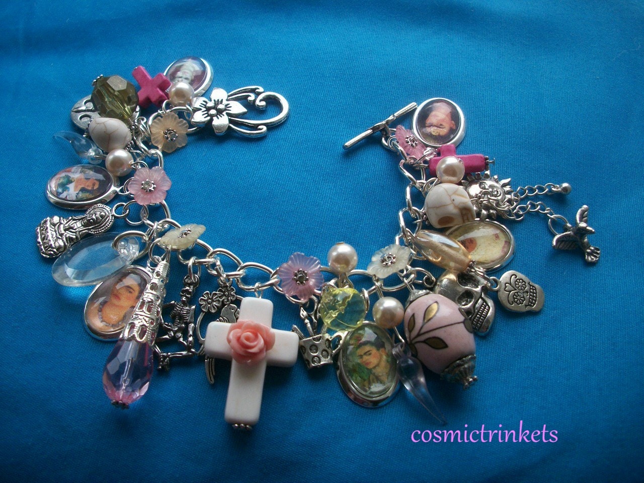Frida Kahlo Glass Pictures Charm Bracelet