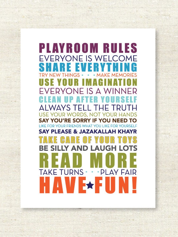 NEW - Playroom Rules Print