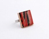 Recycled Scrabble Tile Ring - Tiger Stripes